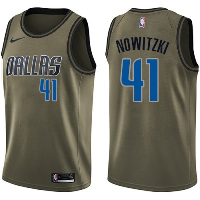 Nike Dallas Mavericks #41 Dirk Nowitzki Green Salute to Service Youth NBA Swingman Jersey